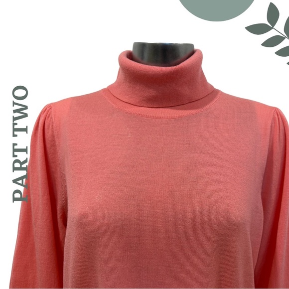 Part Two Elegant Balloon Sleeve Turtleneck Lightweight Wool Sweater Size XL - Picture 4 of 7